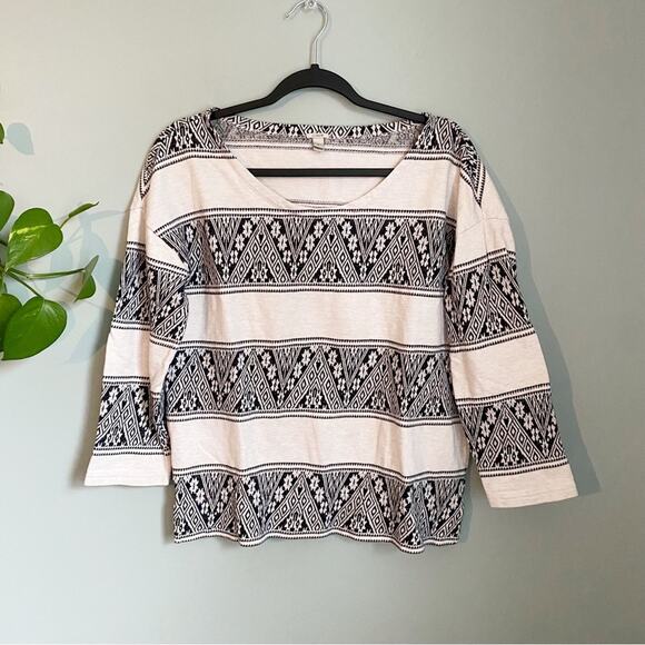 J Crew Cotton Boatneck Aztec Woven Top - Picture 1 of 6